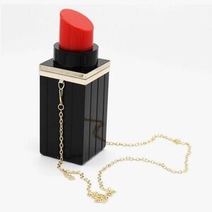 Acrylic Black Lipstick Shape Evening Bags Purses Clutch